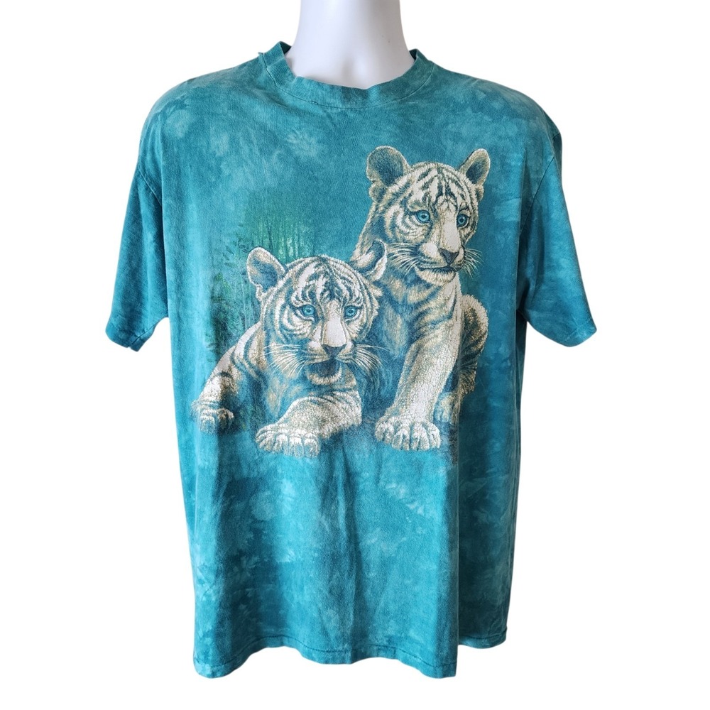Vintage White Tiger Tie Dye Graphic T-Shirt Men's Large Branson Missouri Oneita